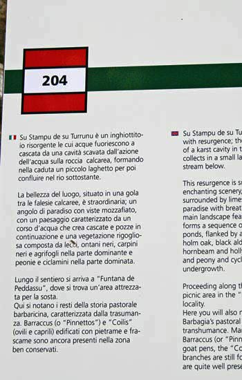 Sadali (CA), cartello turistico indicante Su Stampu de su Turrunu
